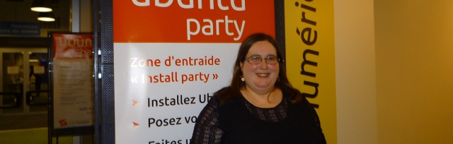 Photo de Marianne Lombard, administratrice systèmes et réseaux, à l'Ubuntu Party du mois de mai 2014 à Paris
