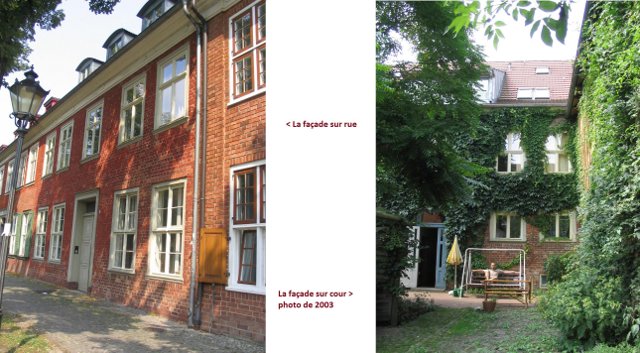 Réhabilitation d'un immeuble classé du 18è siècle à Postdam : à gauche, la façade sur rue, en 2003, à droite la cour, utilisé en commun